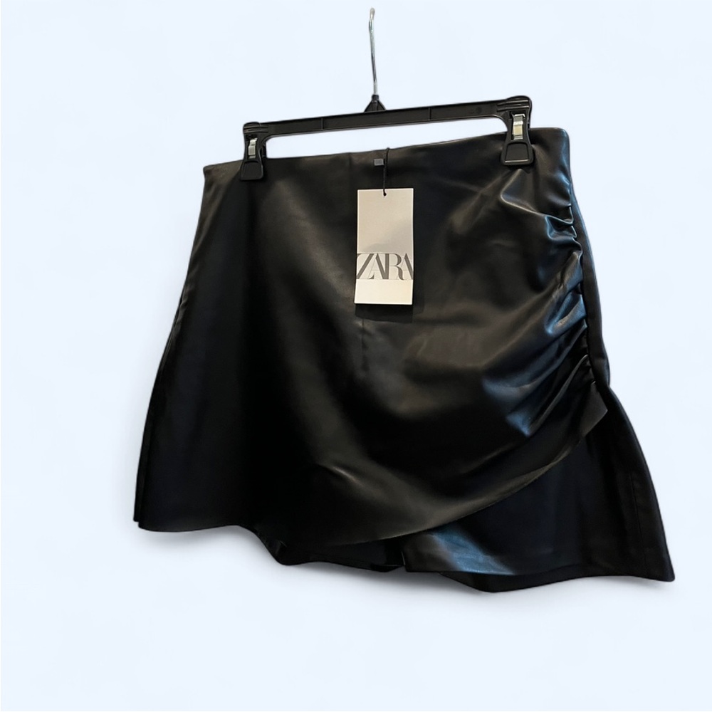NWT Black Faux Leather Skort